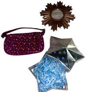 Girls Size 8 Star Bundle Sparkle Glitter Purse Mirror Trinket Box PJS Pink Blue